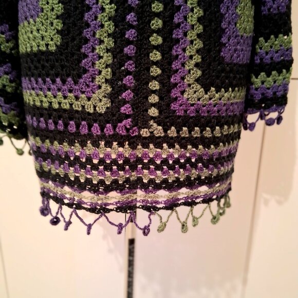 Granny Square Fringe Sweater XL - Picture 5 of 8